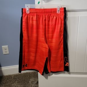 Boys Youth Large Under Armour shorts orange/gray